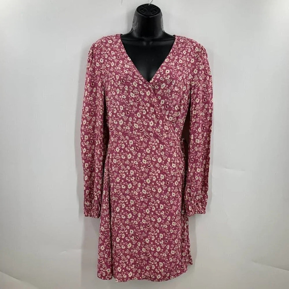 Elodie Women's Long Sleeve Floral V-Neck Tie Wrap‎ Mini Dress Size S NWT - Picture 1 of 12